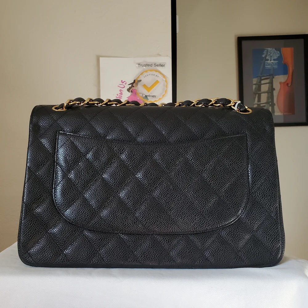Chanel Classic Jumbo Black Caviar Gold Hw - Picture 14 of 16